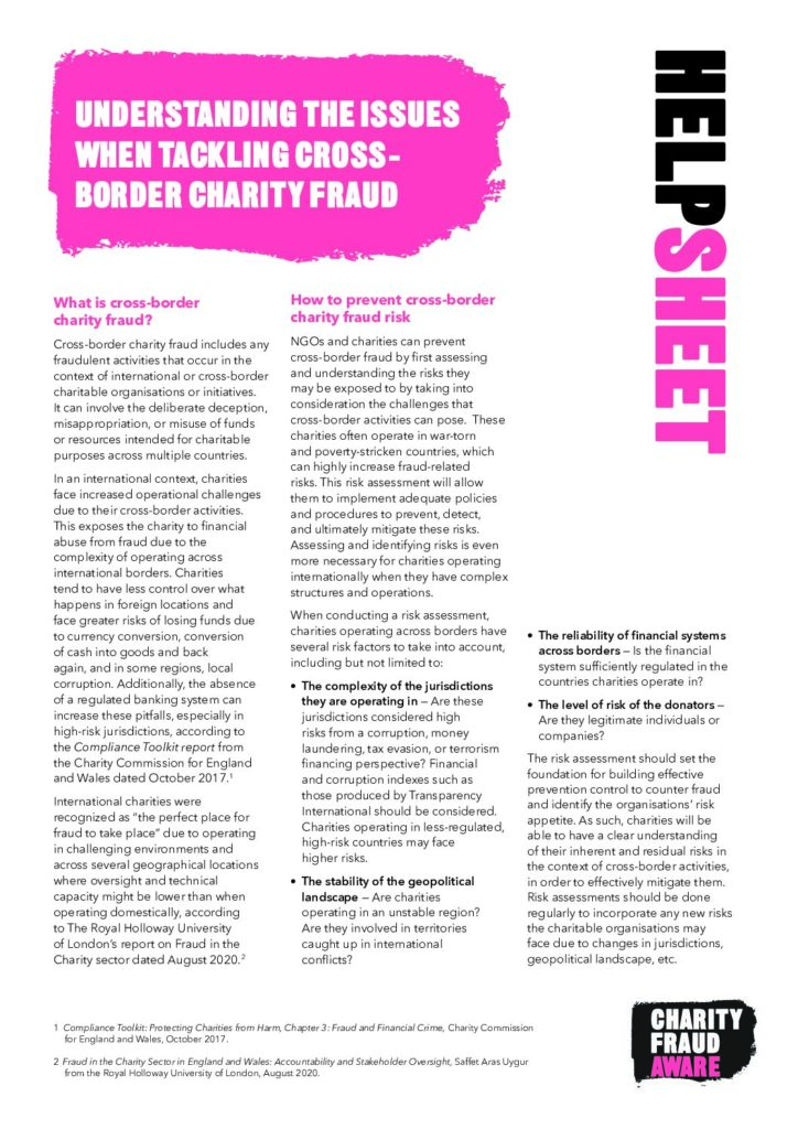 Understanding the issues when tackling cross-border charity fraud document cover